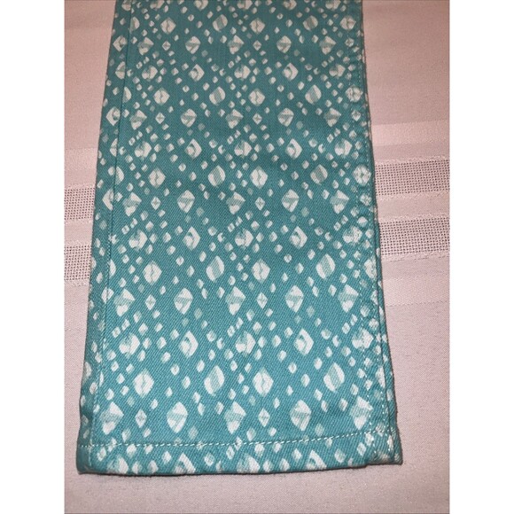 Levis 524 Size 9M Too Superlow Skinny Black Label Aqua Pattern Jeans - Picture 2 of 11